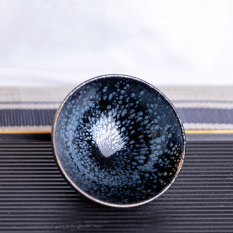 XuTianShui Silver Oil Drop With Black Puckering Shape Teacup